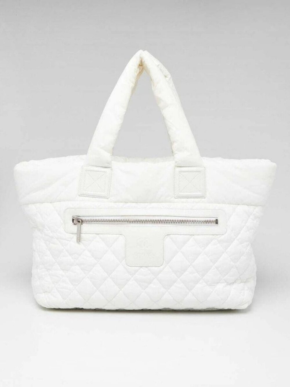 Chanel Dark White Quilted Nylon Coco Cocoon Tote Bag